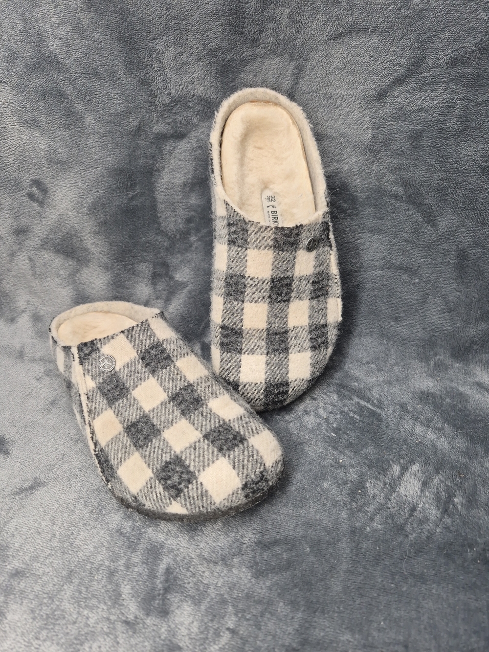 Birkenstock Kids Zermatt Rivet Slippers Plaid/White/Black Size 32 ( 1-1.5 Kids)